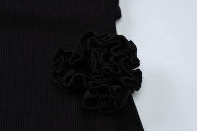 velour luxe black neck dress