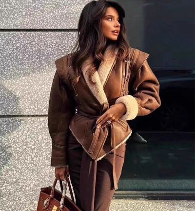viral brown leather jacket
