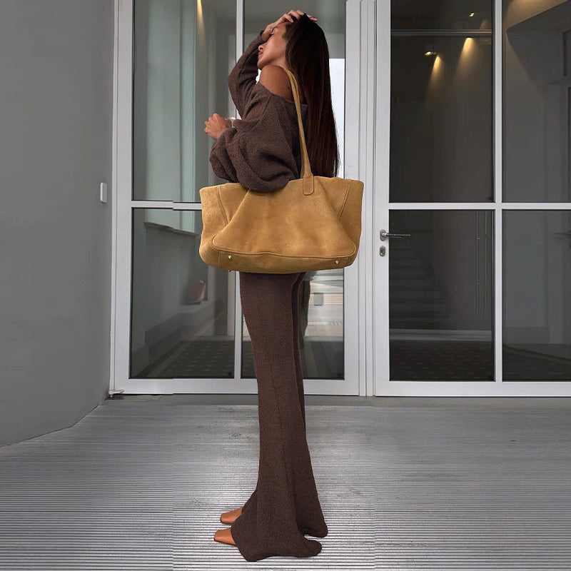 cozy fluffy brown set