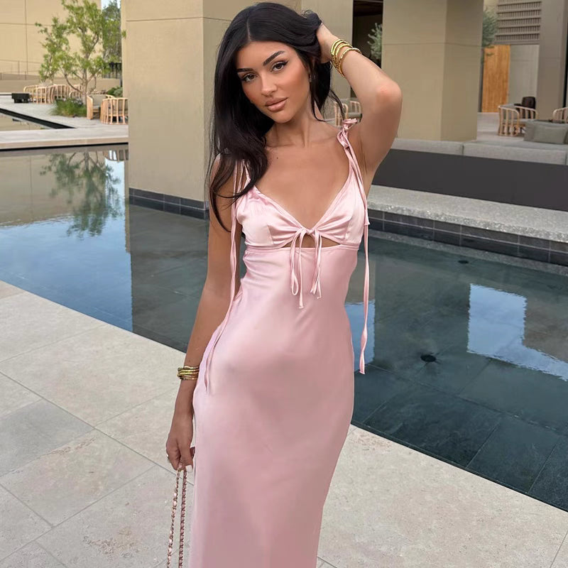 velour viral pink summer dress