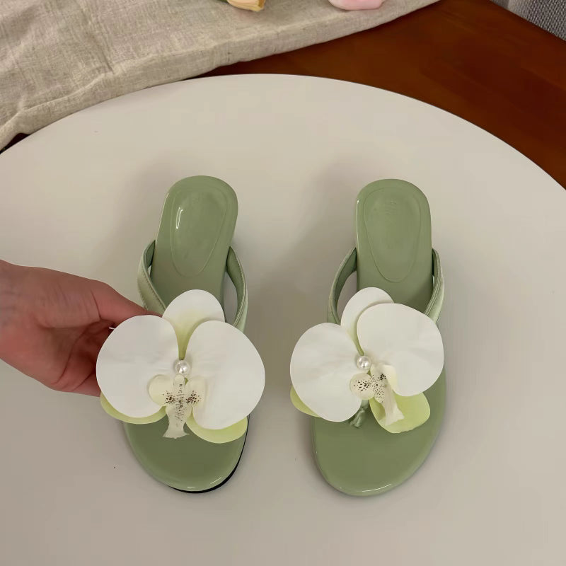 velour  summer flower slides