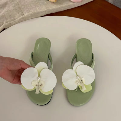 velour  summer flower slides