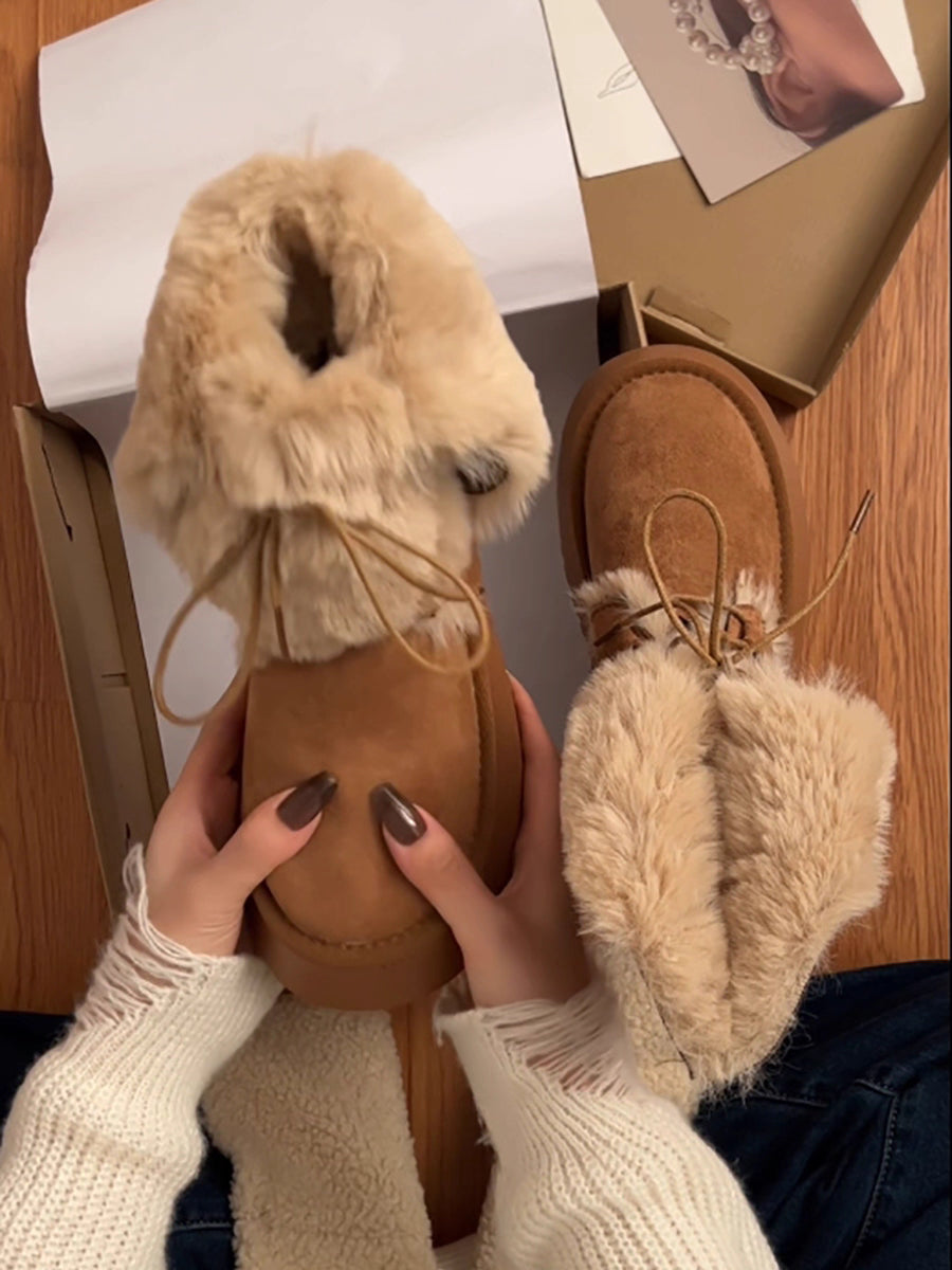 High cozy fluffy fall boots