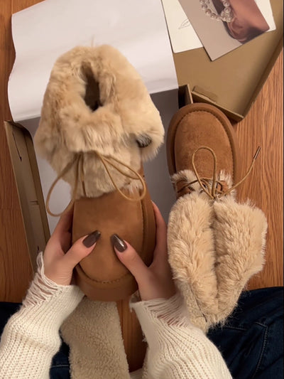 High cozy fluffy fall boots