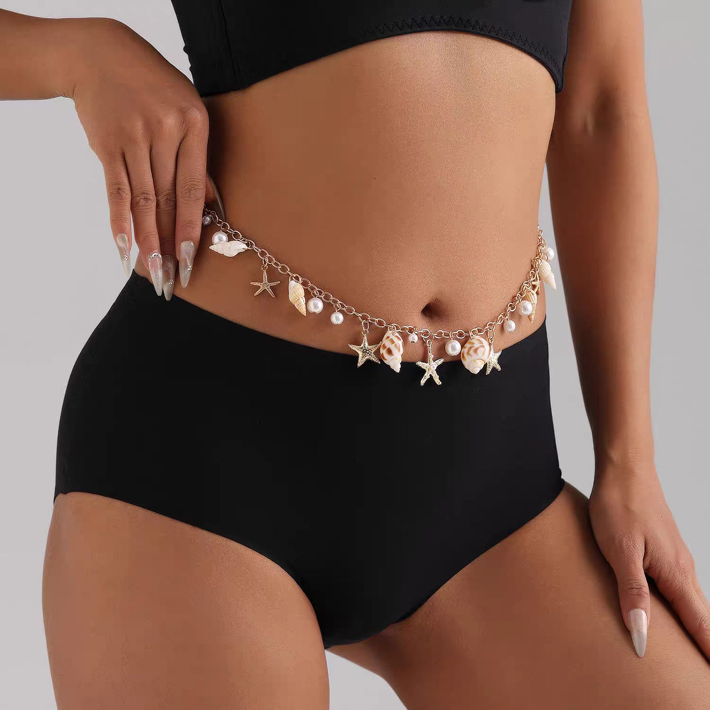 velour summer muschel body chain