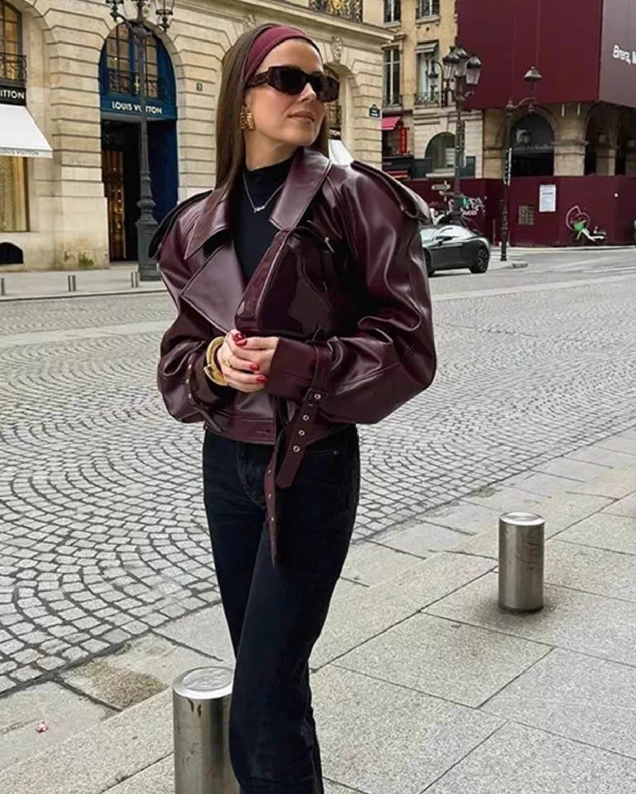 Aurelia Fall red leather jacket