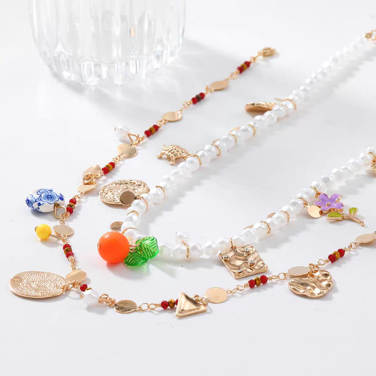 velour colourful chain pendant set
