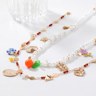 velour colourful chain pendant set