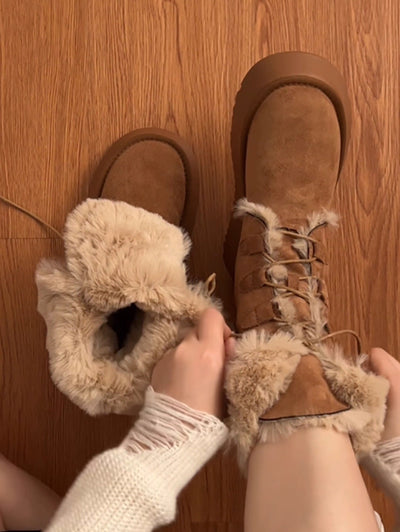 High cozy fluffy fall boots