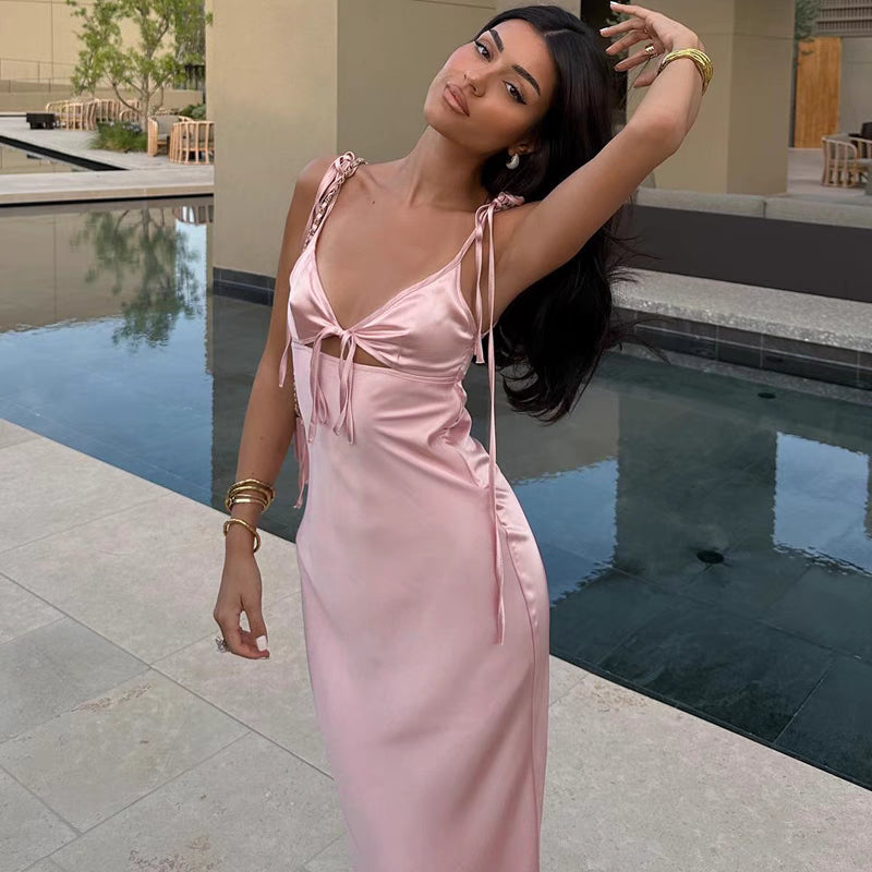 velour viral pink summer dress