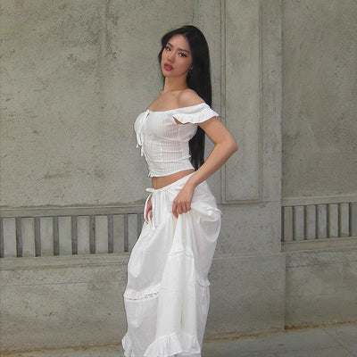 velour summer white dress set