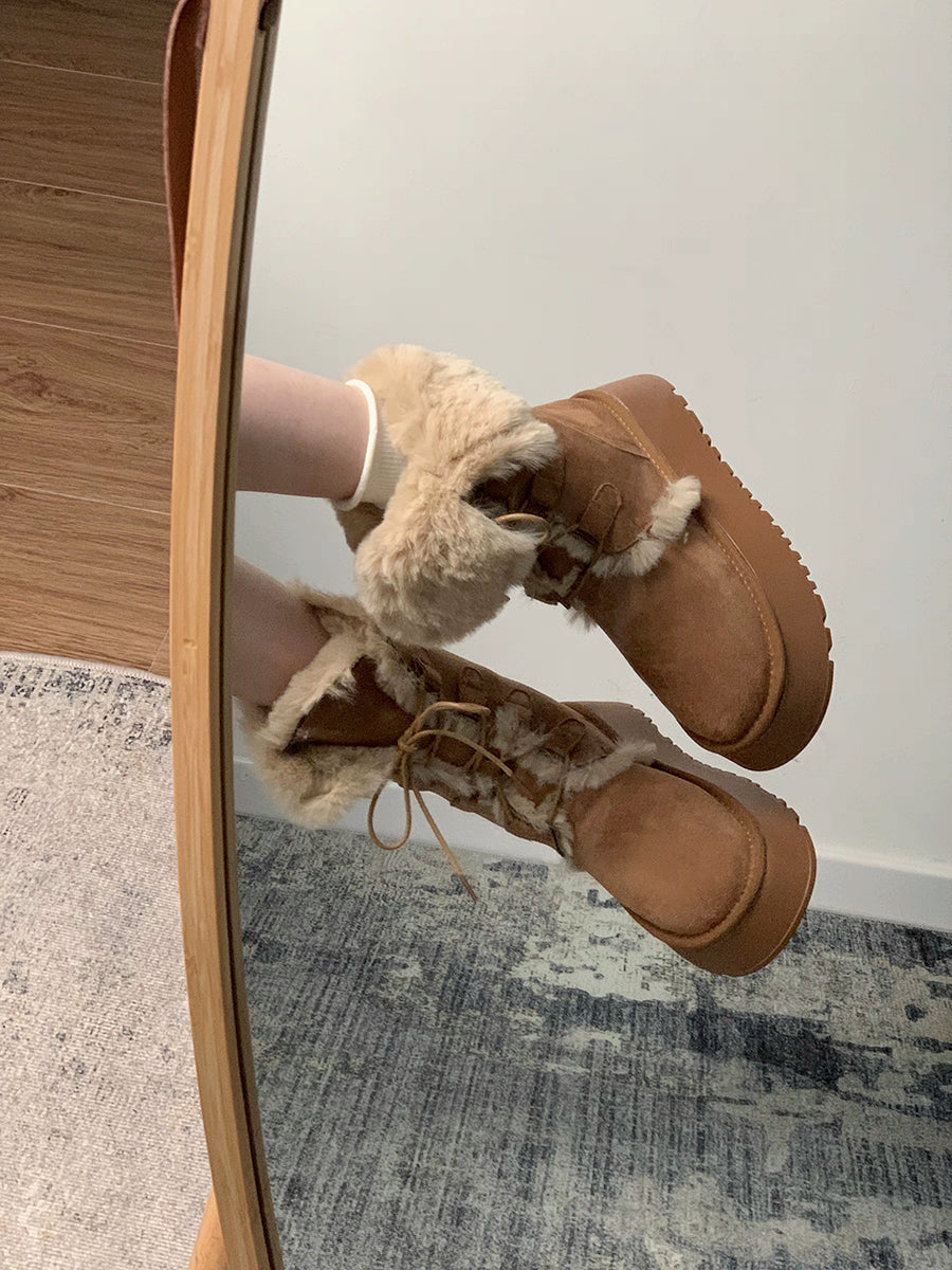 High cozy fluffy fall boots