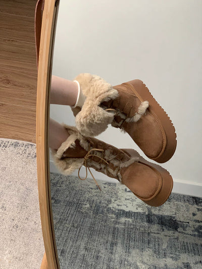 High cozy fluffy fall boots